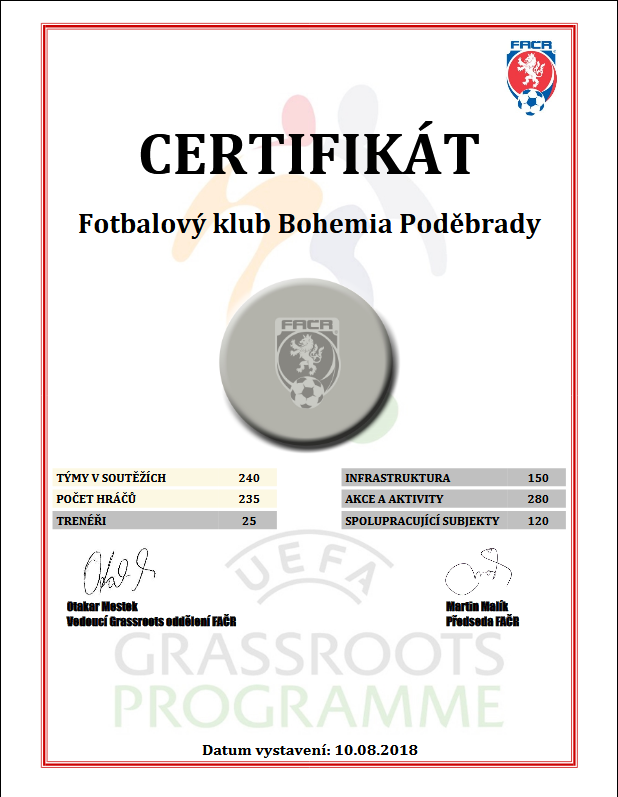 Certifikát FAČR